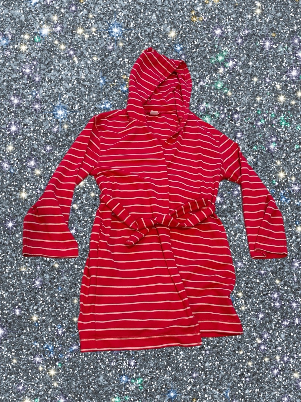 GapKids Girls Size 12 Pink White Stripe Hooded Robe Sleepwear